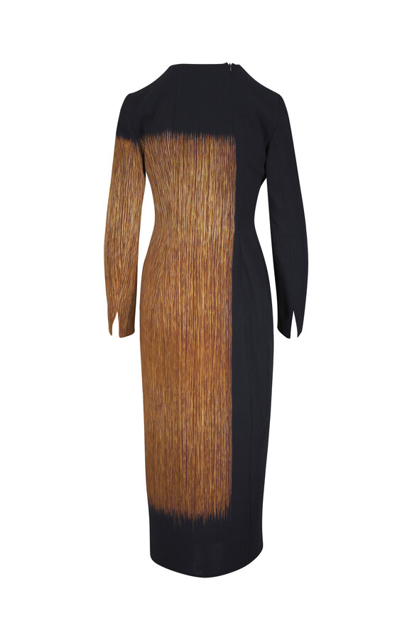 Akris Black Multi Wool Midi Sheath Dress - view 2
