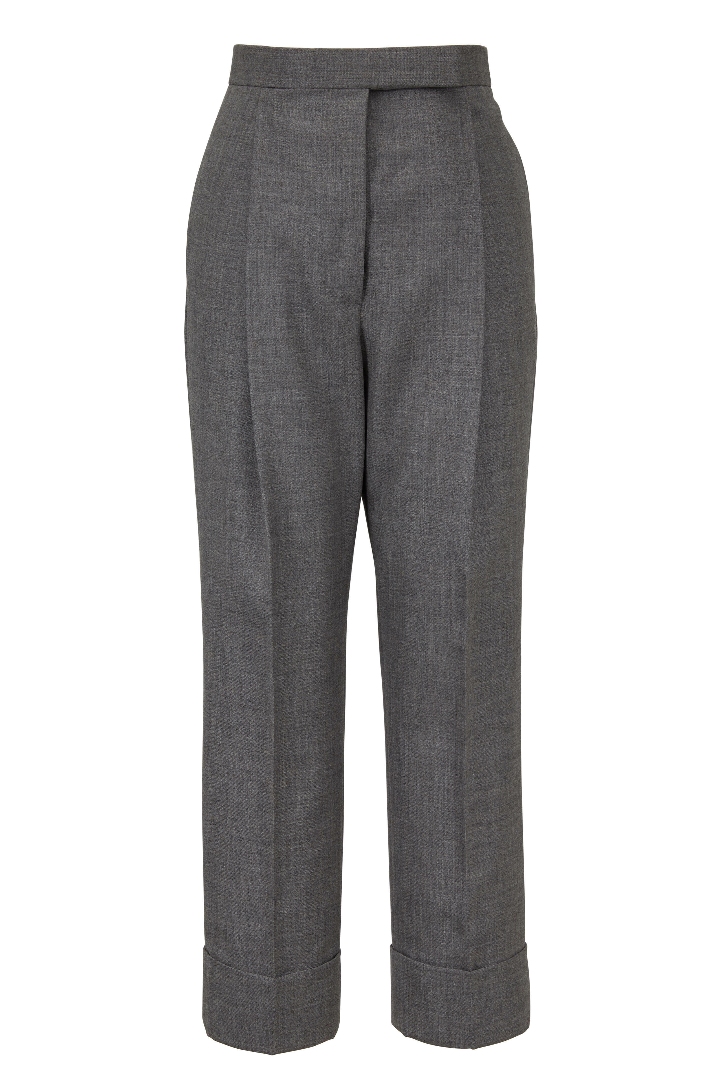 Thom Browne - Gray Wool High-Rise Cuffed Pant | Mitchell Stores Thom Browne - Gray Wool High-Rise Cuffed Pant | Mitchell Stores