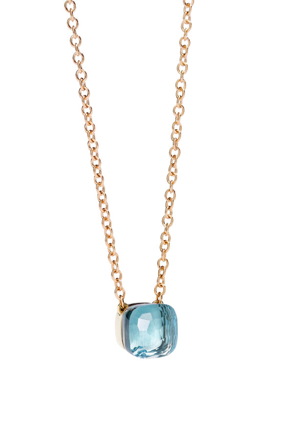 Pomellato 18K Rose Gold Nudo Blue Topaz Pendant Necklace