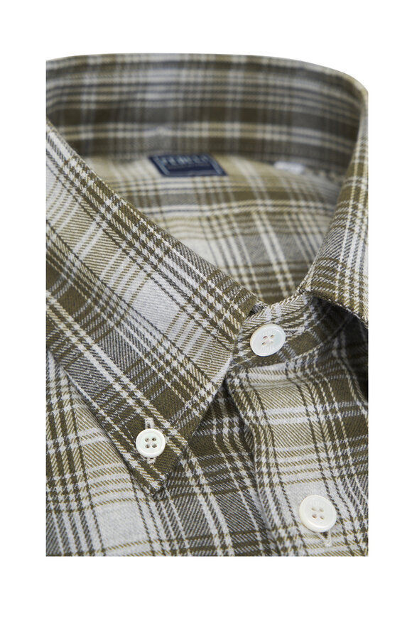 Fedeli - Gray & Olive Plaid Sport Shirt