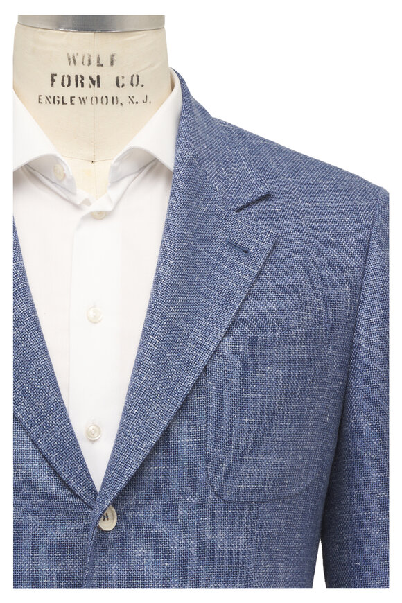 Brunello Cucinelli Denim Blue Wool, Silk, Linen & Cashmere Sportcoat