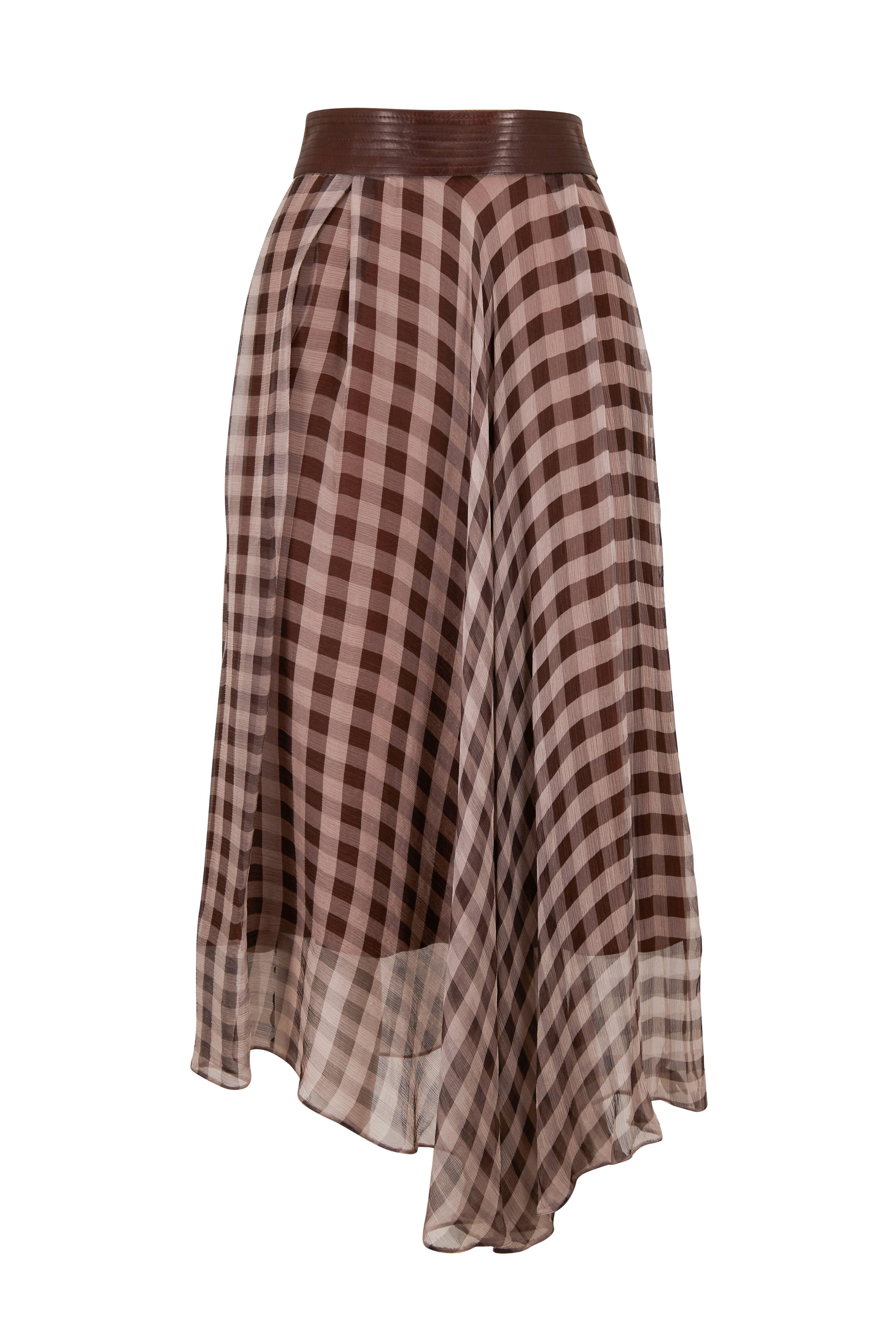 WEB限定カラー Silk Chocolate - Cucinelli Brunello Chiffon Check Damier スカート