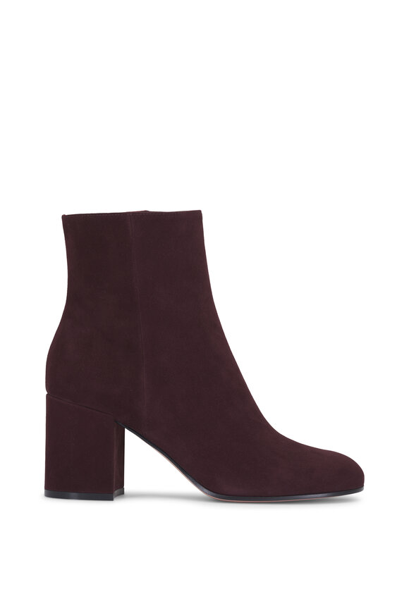 Gianvito Rossi Joelle Burgundy Suede Zip Bootie, 70mm - view 3