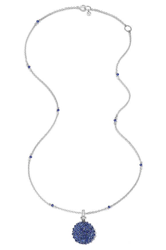 Nam Cho Blue Sapphire Spike Ball Pendant Necklace