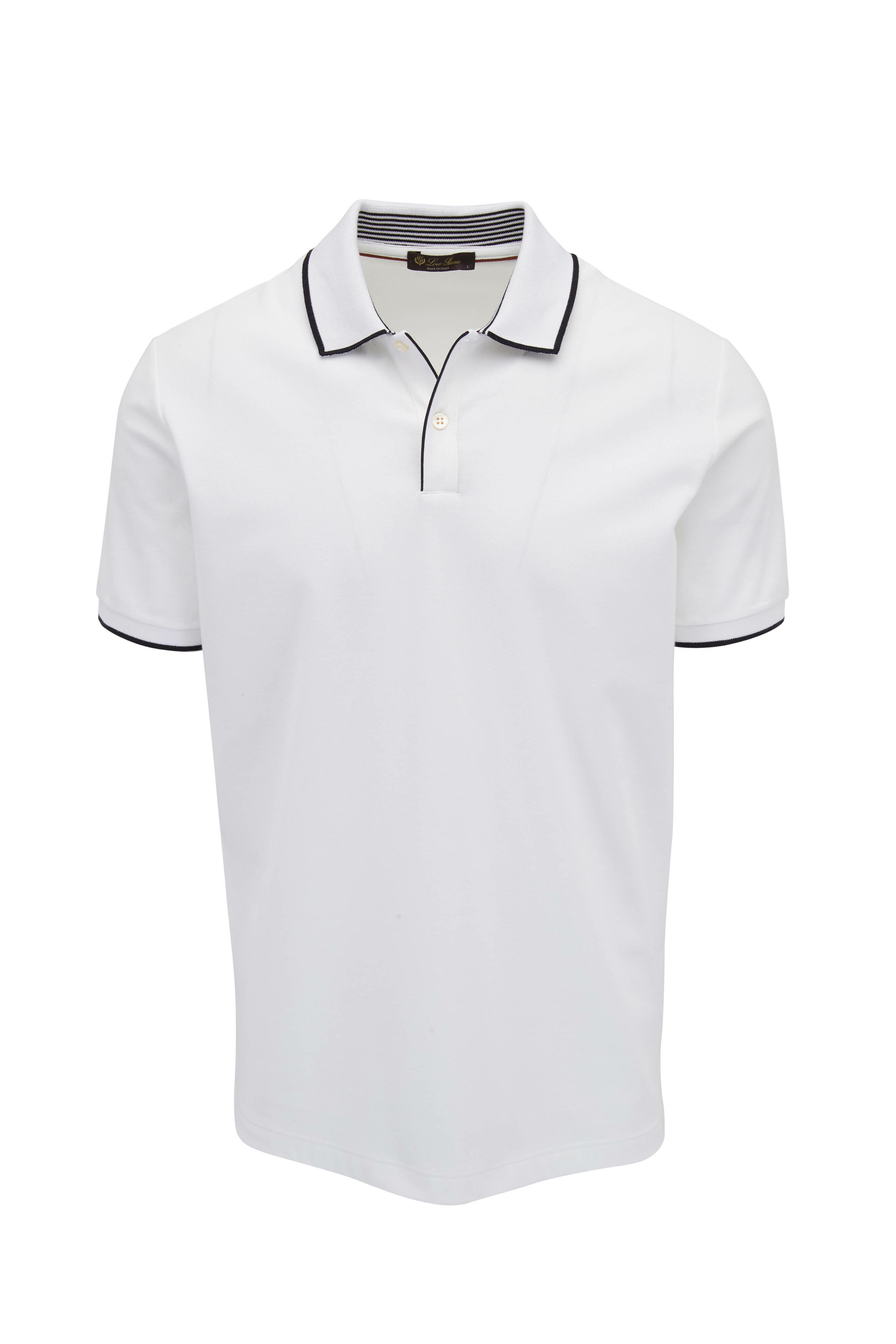 Loro Piana - Brentwood White Piqué Short Sleeve Polo