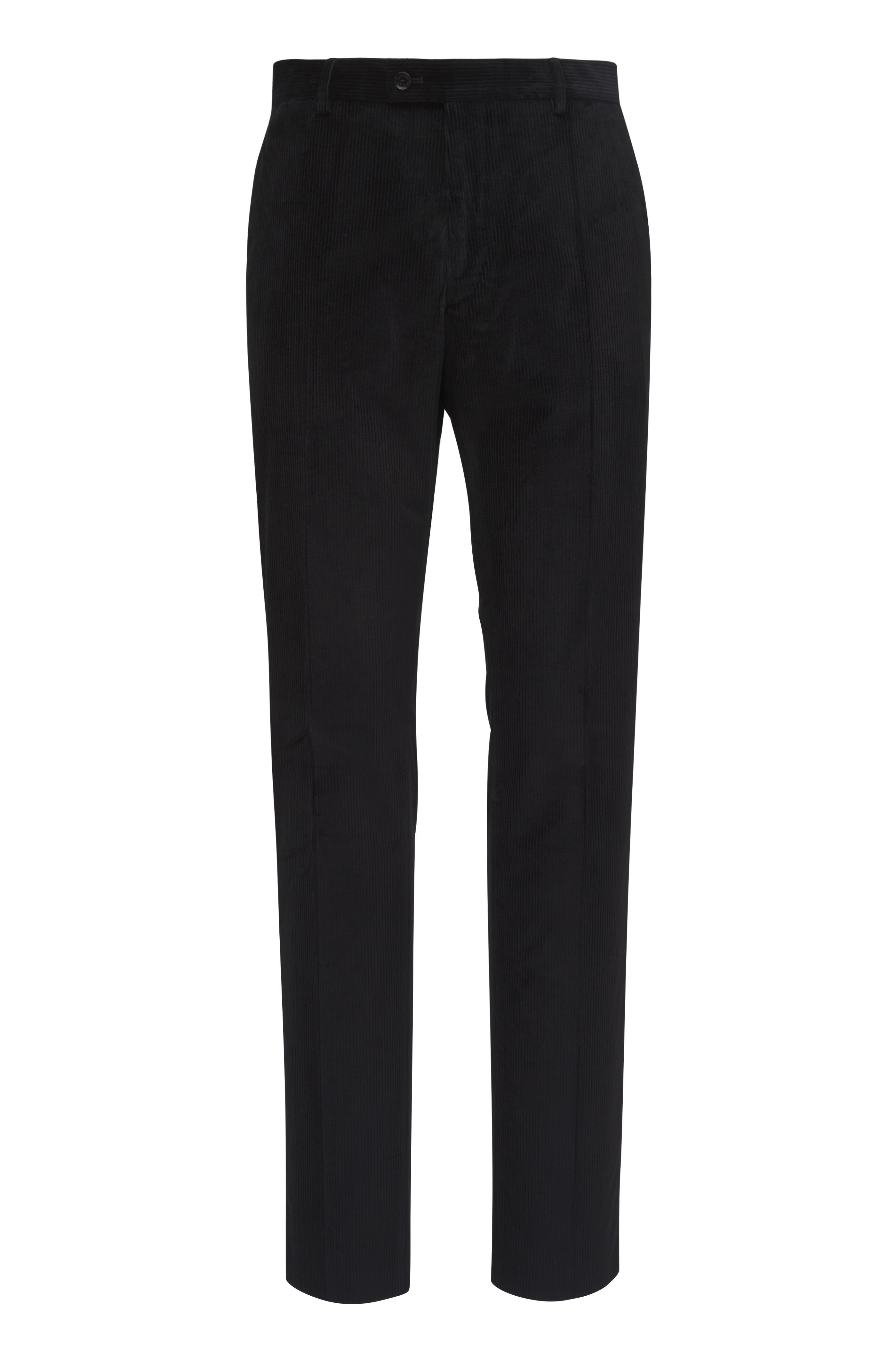 Maurizio Baldassari - Black Flat Front Stretch Corduroy Pant