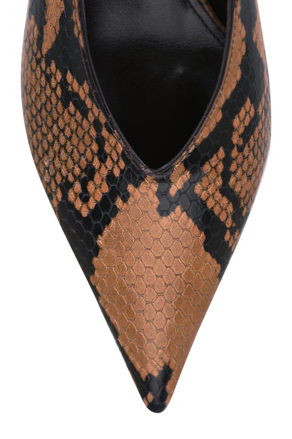 Le Monde Béryl Fango Babouche Embossed Leather Kitten Heel, 40mm - view 8