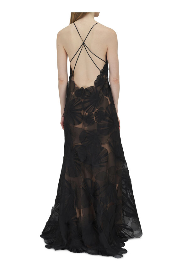 Akris - Anemone Black Silk Organza Floral Gown 