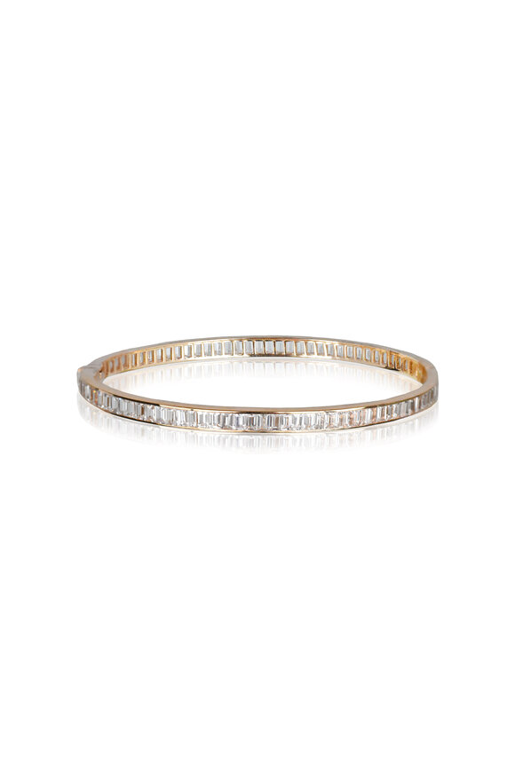Nam Cho 18k Rose Gold White Sapphire Baguette Bangle
