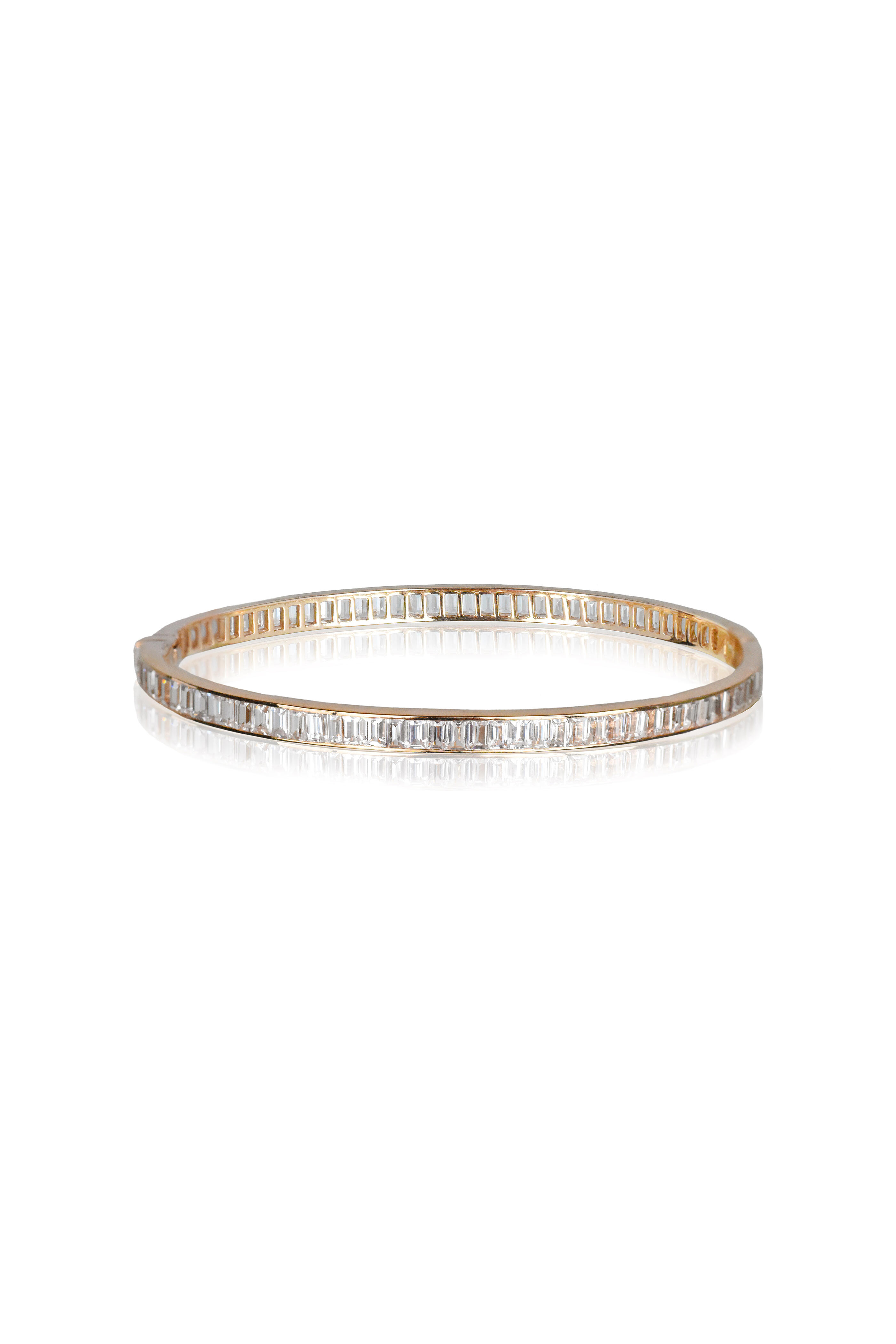 Nam Cho - 18k Rose Gold White Sapphire Baguette Bangle