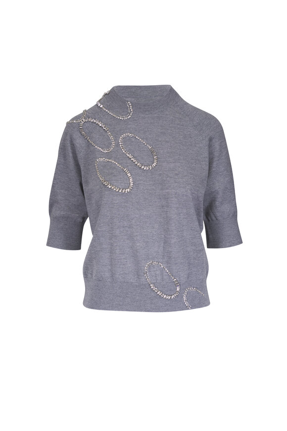 Dries Van Noten Gray Wool Embellished Sweater