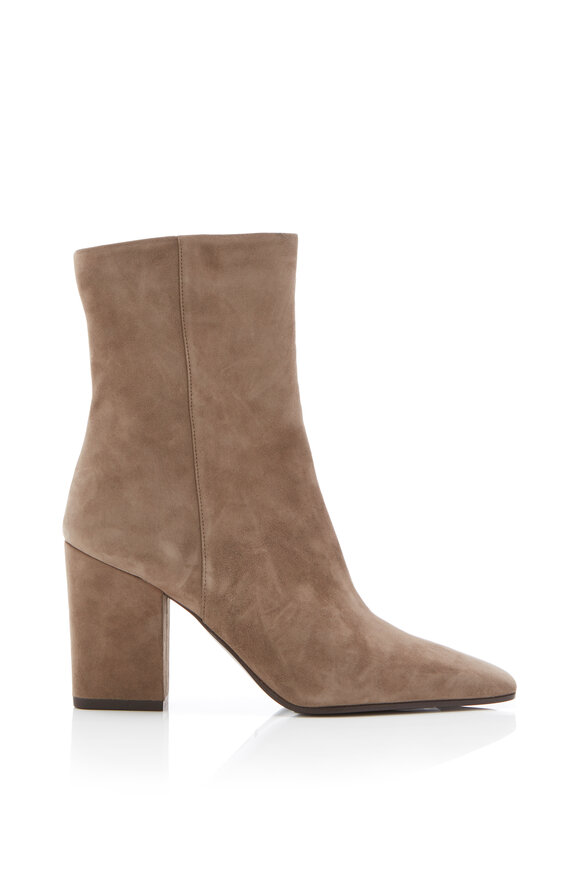 Marion Parke - Winnie Taupe Suede Block Heel Bootie, 85mm