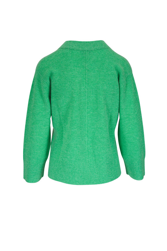 Kinross - Rib Easy Vee Jade Cashmere Sweater