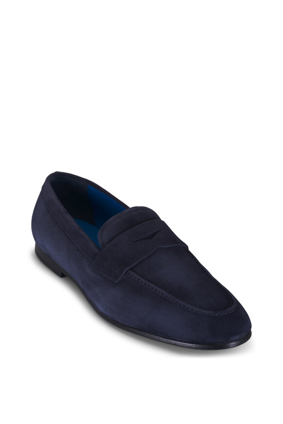 G Brown Turin 4020 Navy Blue Suede Loafer