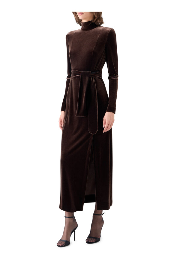 Akris Punto Espresso Techno Stretch Velvet Midi Dress - view 5