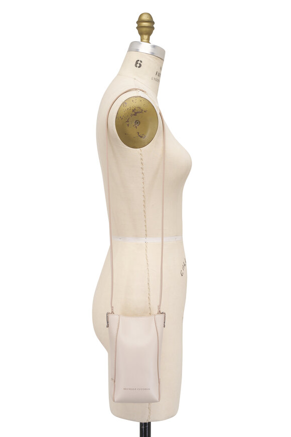 Brunello Cucinelli Duo Ivory Leather Phone Case Holder - view 5