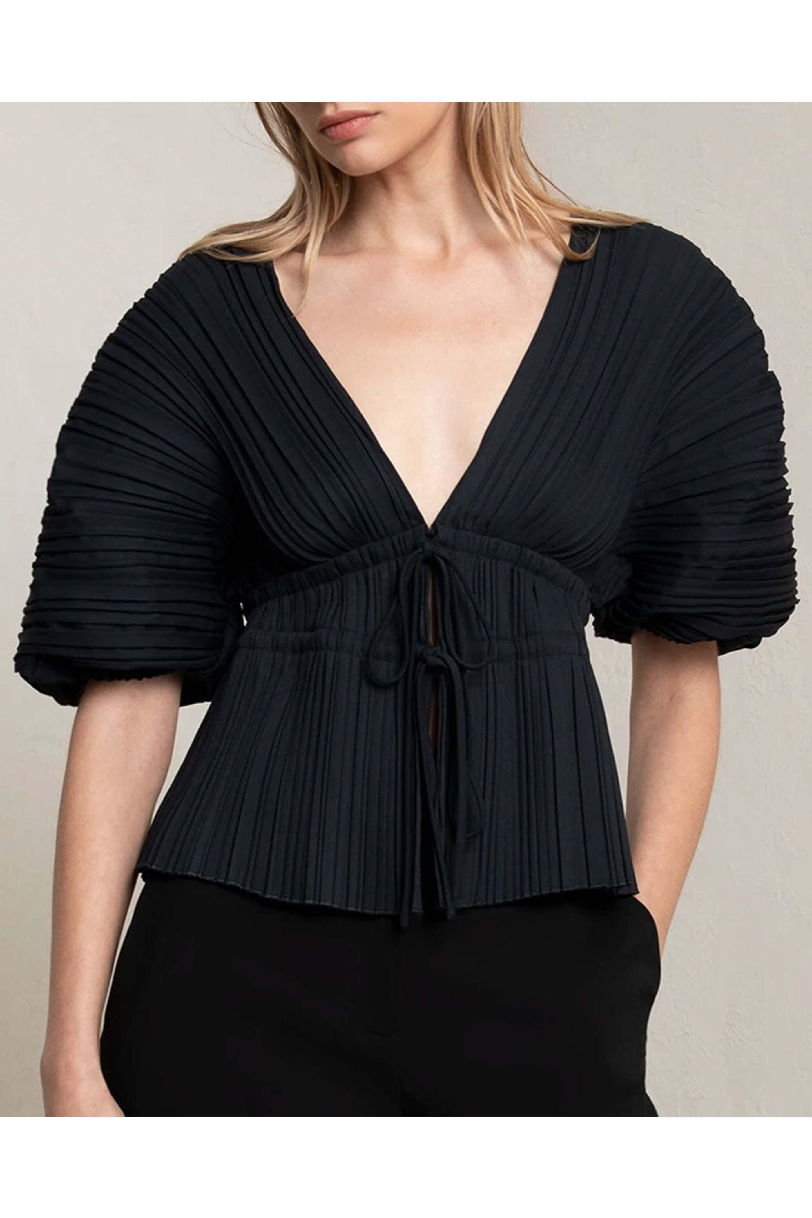 A.L.C. - Black Pleated Stella Top
