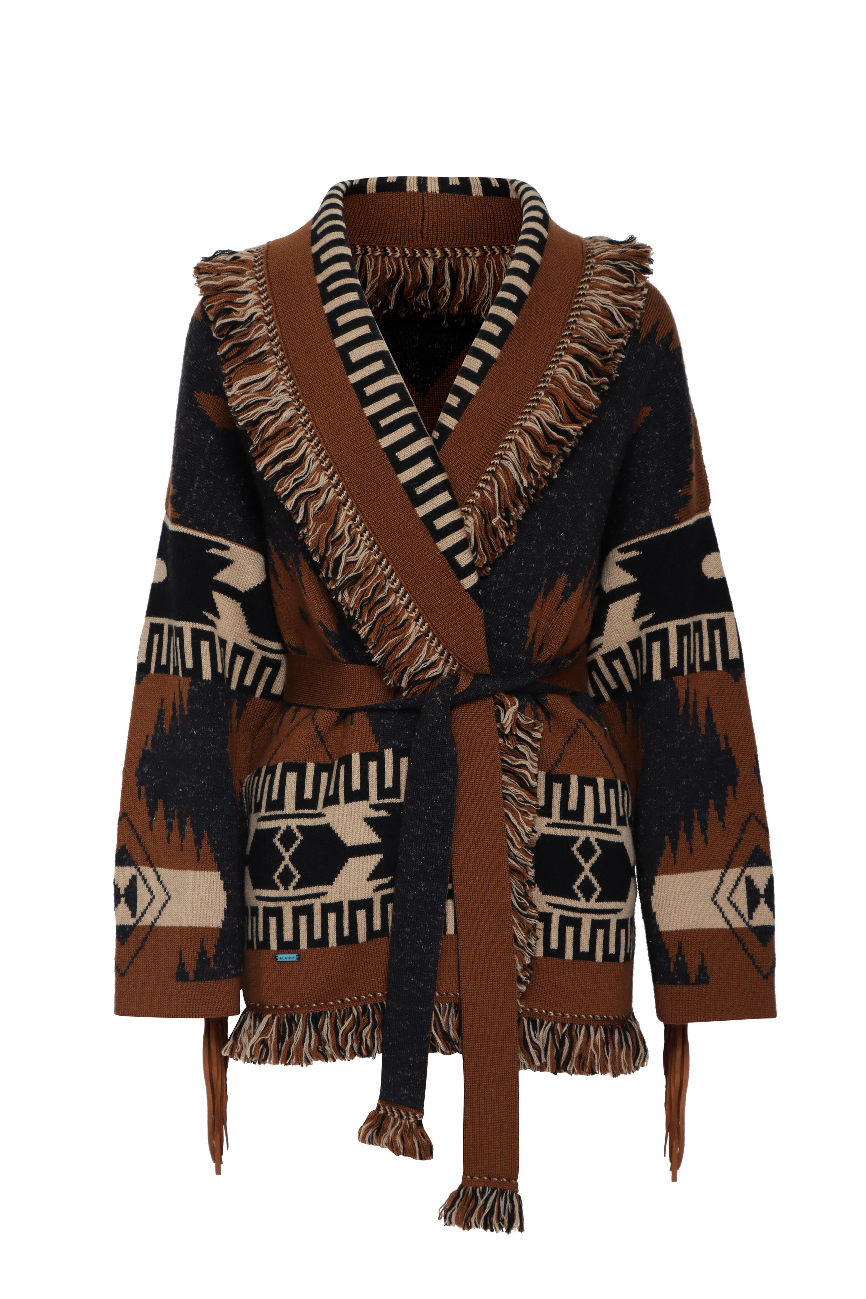Alanui - Dreamscape Black & Dakar Suede Fringe Cardigan