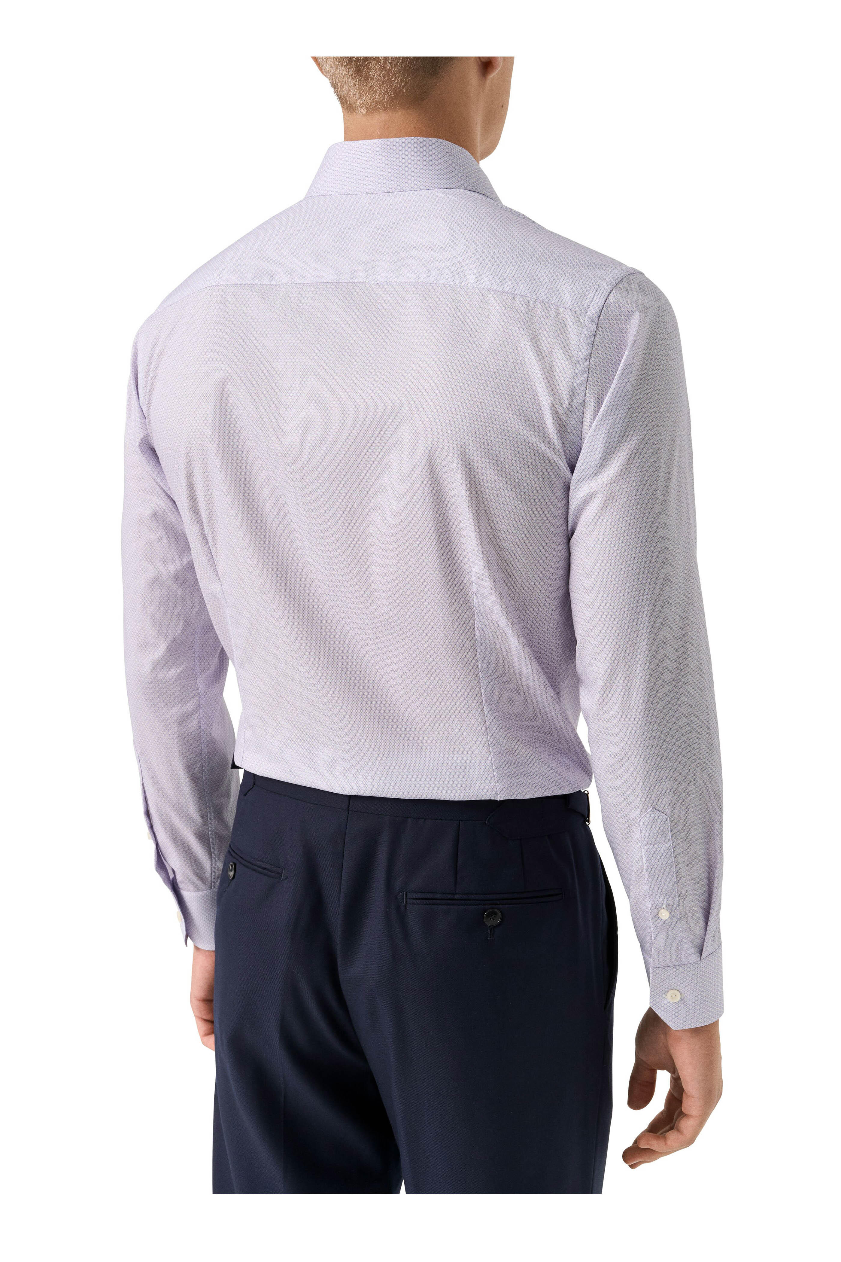 Eton - Purple Print Cotton Slim Fit Dress Shirt - view 3