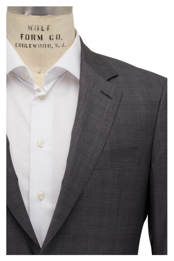 Canali Exclusive Gray Tonal Plaid Wool & Silk Suit
