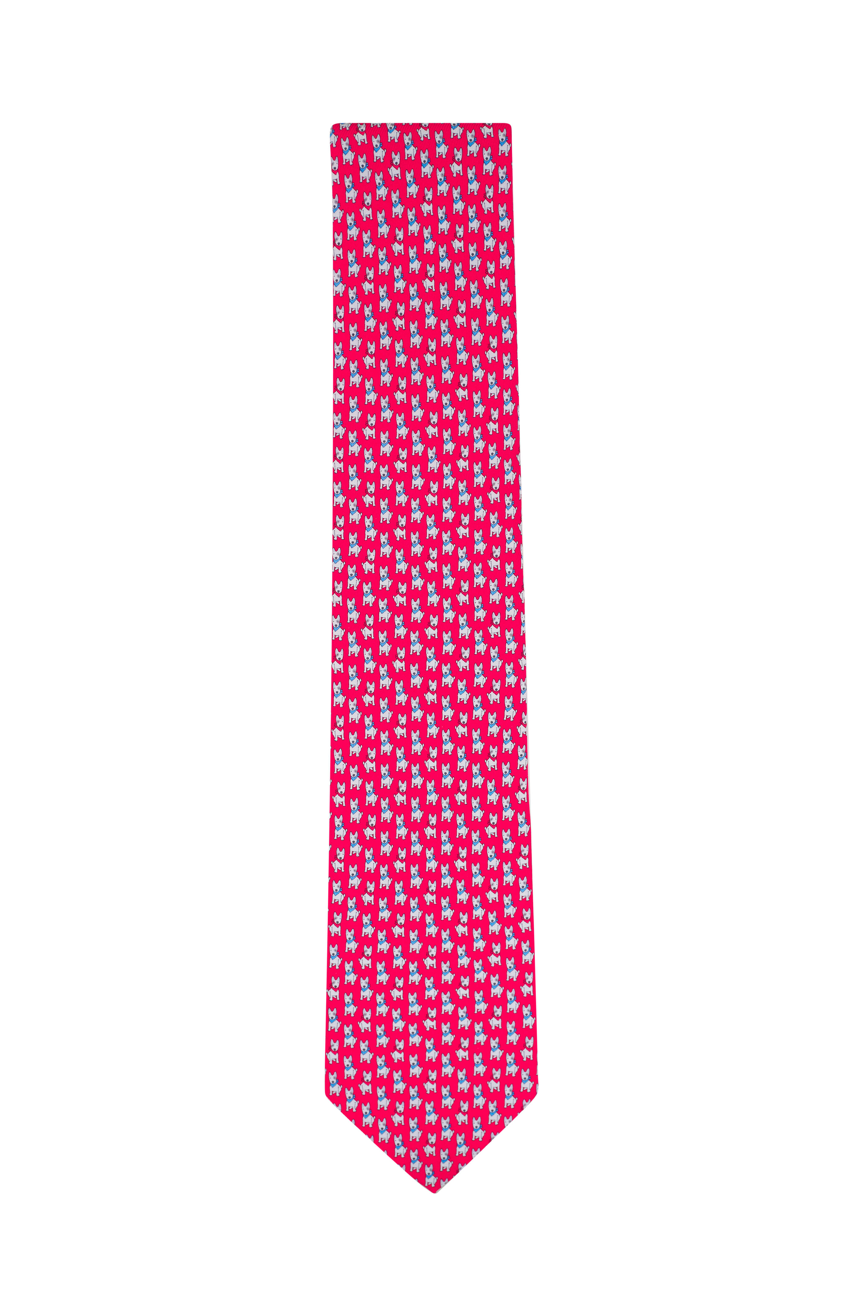 Ferragamo - Red Dog Print Silk Necktie | Mitchell Stores