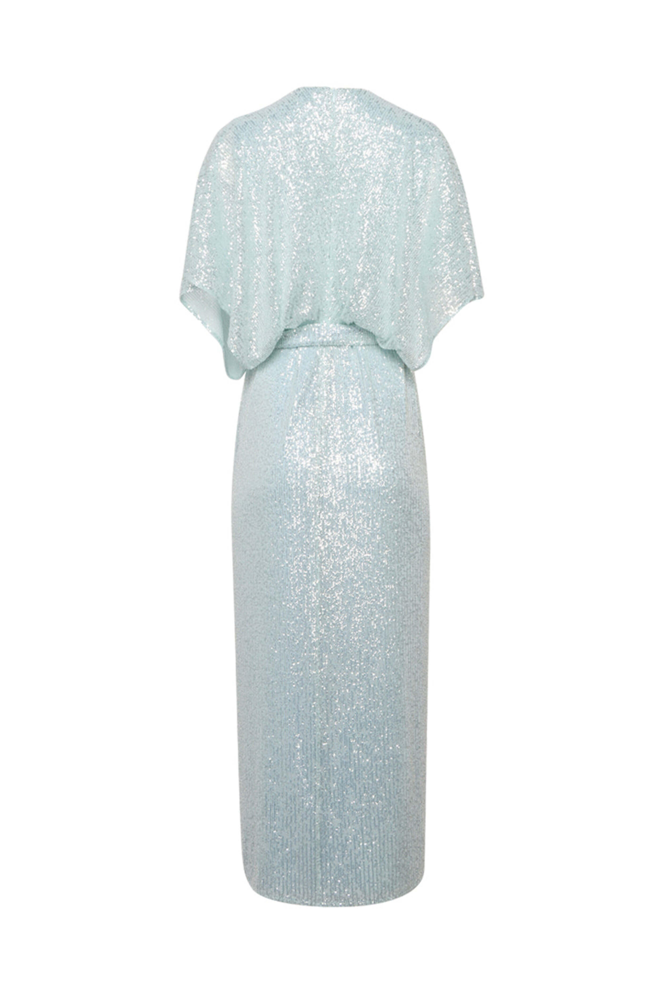 Kiton - Water Green Sequin Belted Maxi Dress