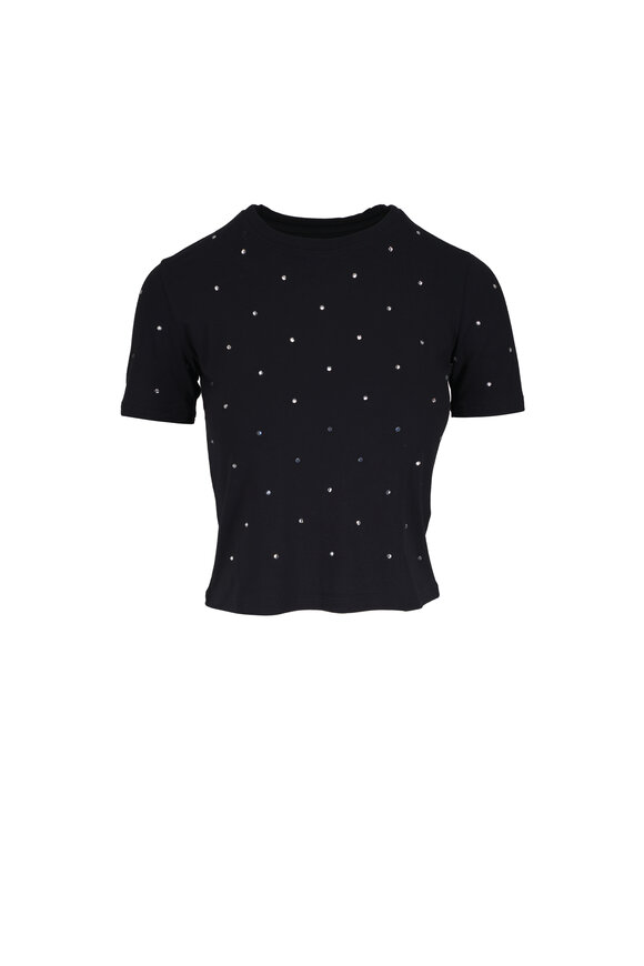 L'Agence Stormy Black Crystal Embellished Tee