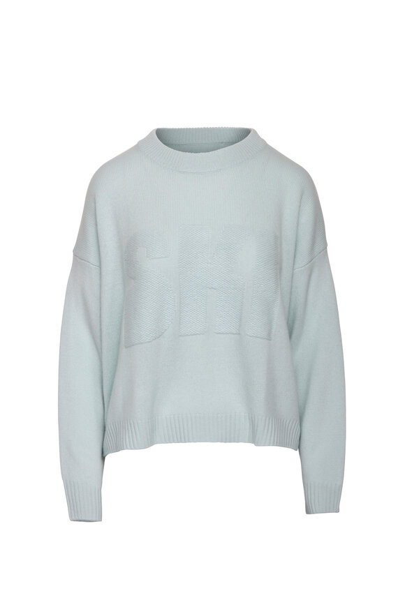 Crush Cashmere Ski Light Blue Crewneck Sweater