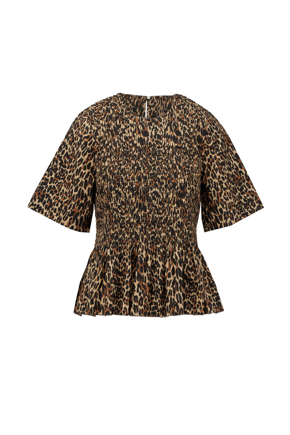 The Great The Leopard Smocked Flounce Top - view 1