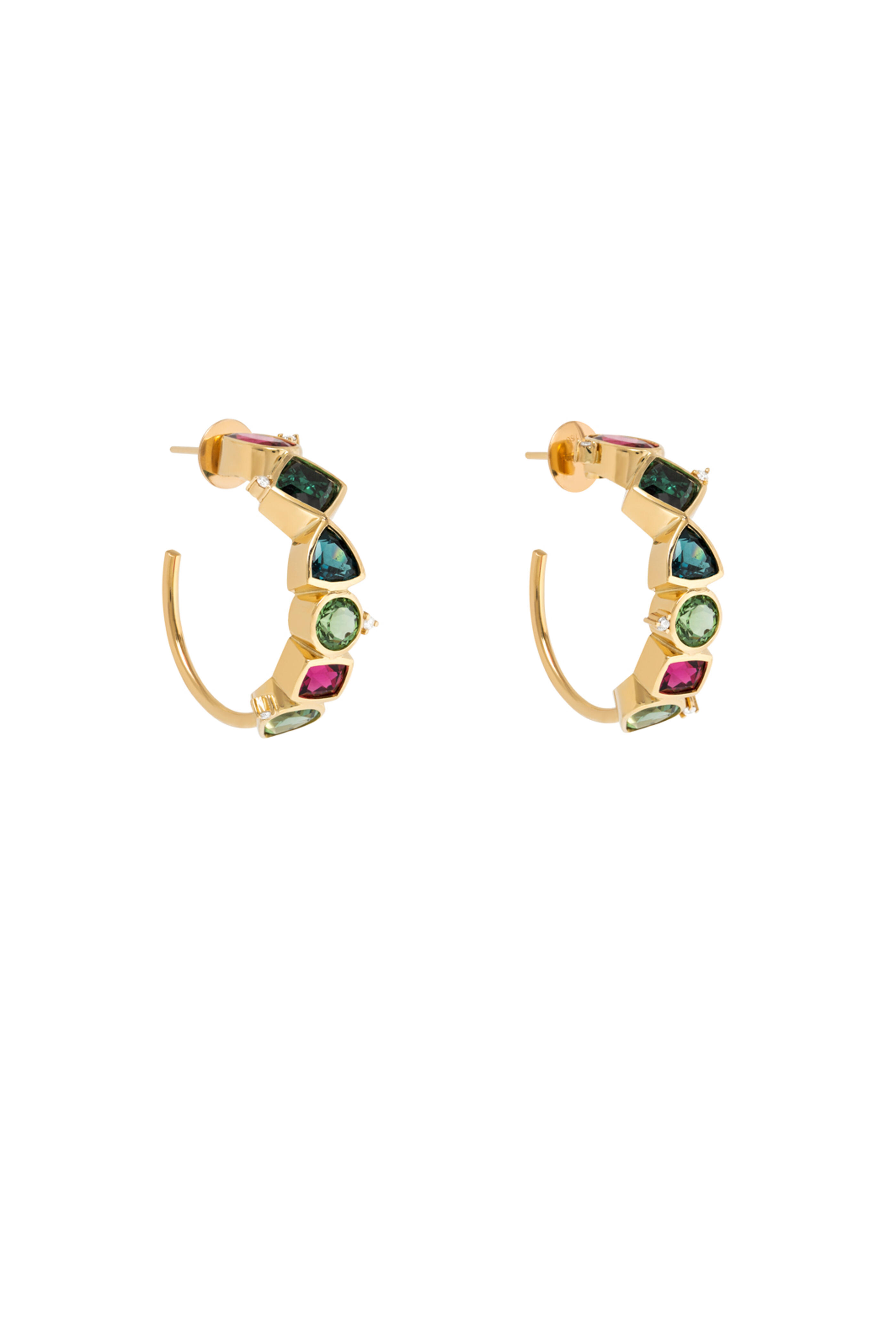 Carolina Neves - Multicolored Tourmaline & Diamond Hoop Earrings