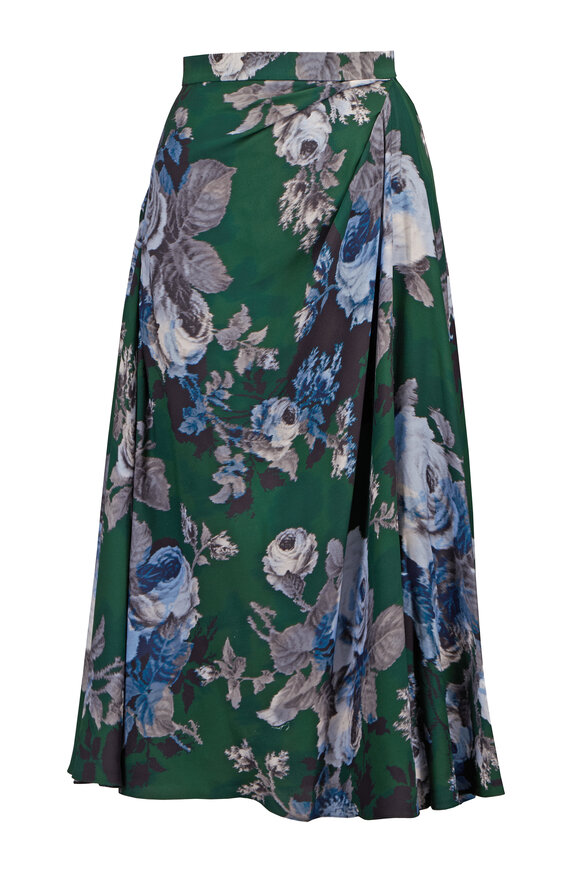 Erdem Forest Floral Crepe Draped Skirt - view 1