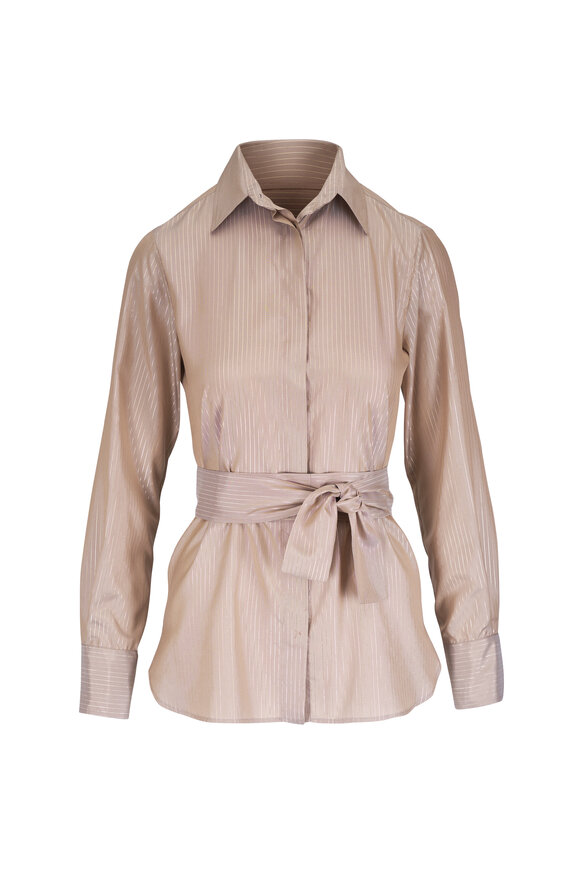 Kiton Beige & Gold Stripe Blouse - view 4