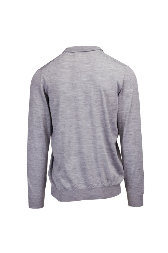 Fedeli Light Gray 140's Wool Quarter Zip Pullover - view 2