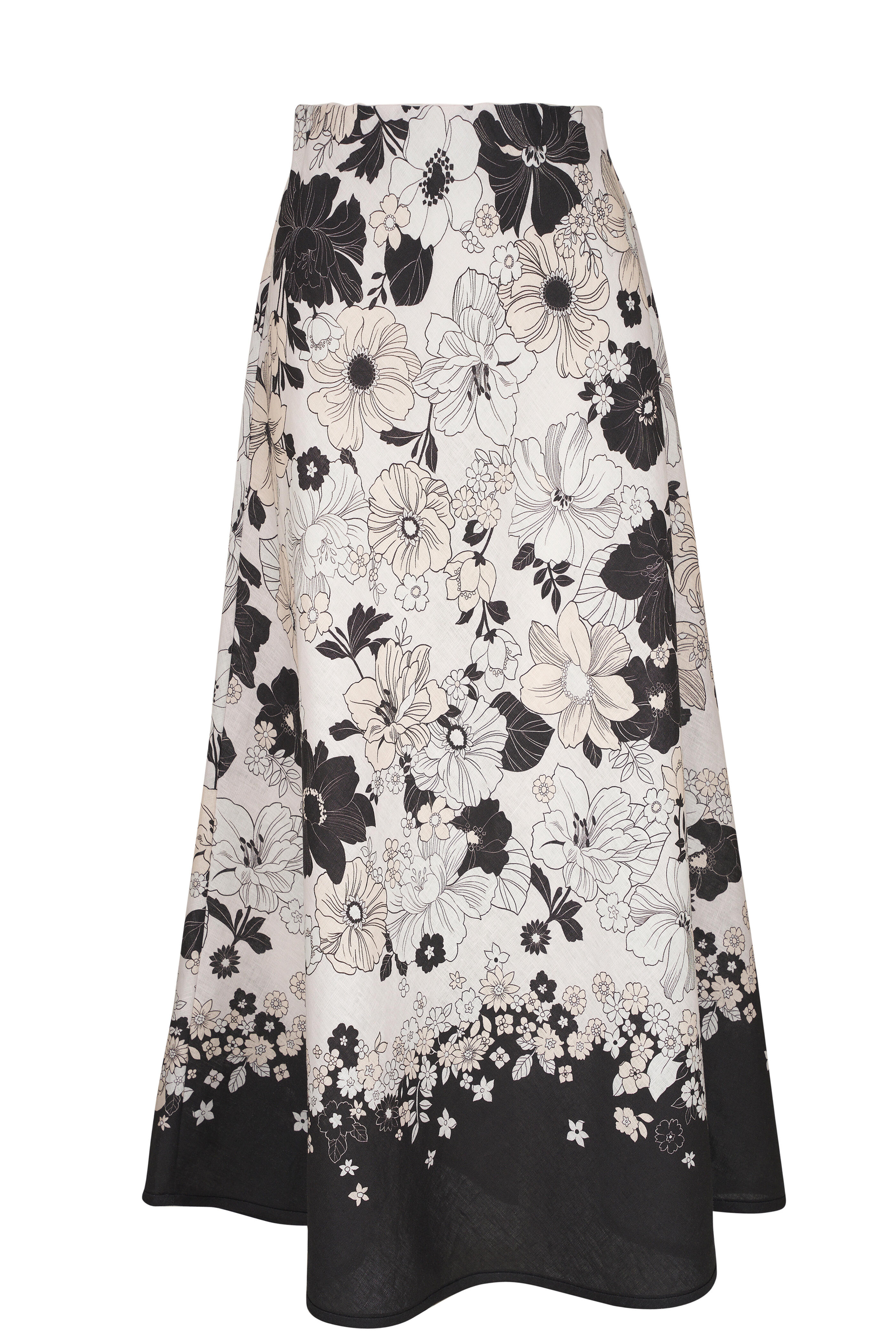 Zimmermann - Pop Bias Ivory & Black Midi Skirt | Mitchell Stores