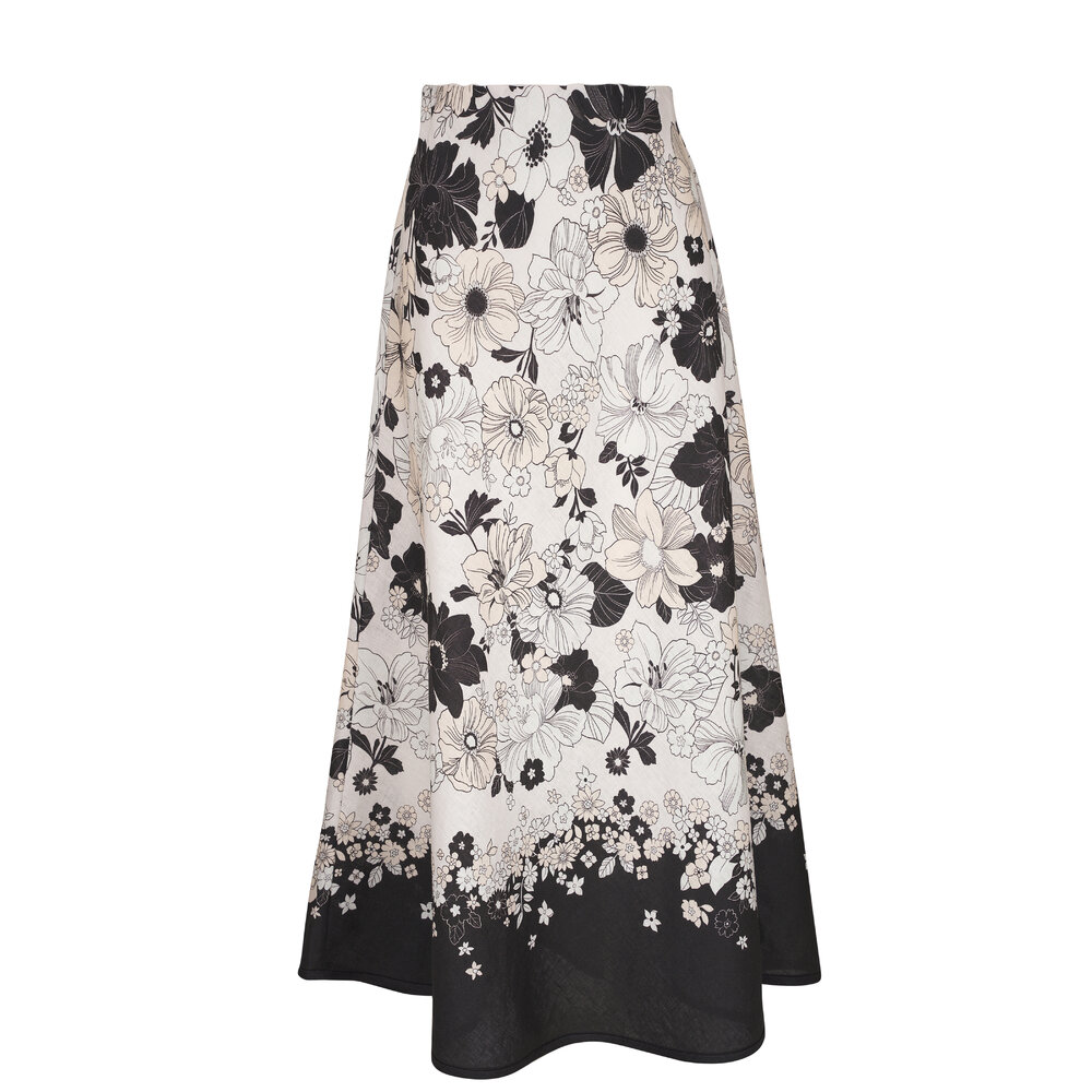 Zimmermann - Pop Bias Ivory & Black Midi Skirt | Mitchell Stores