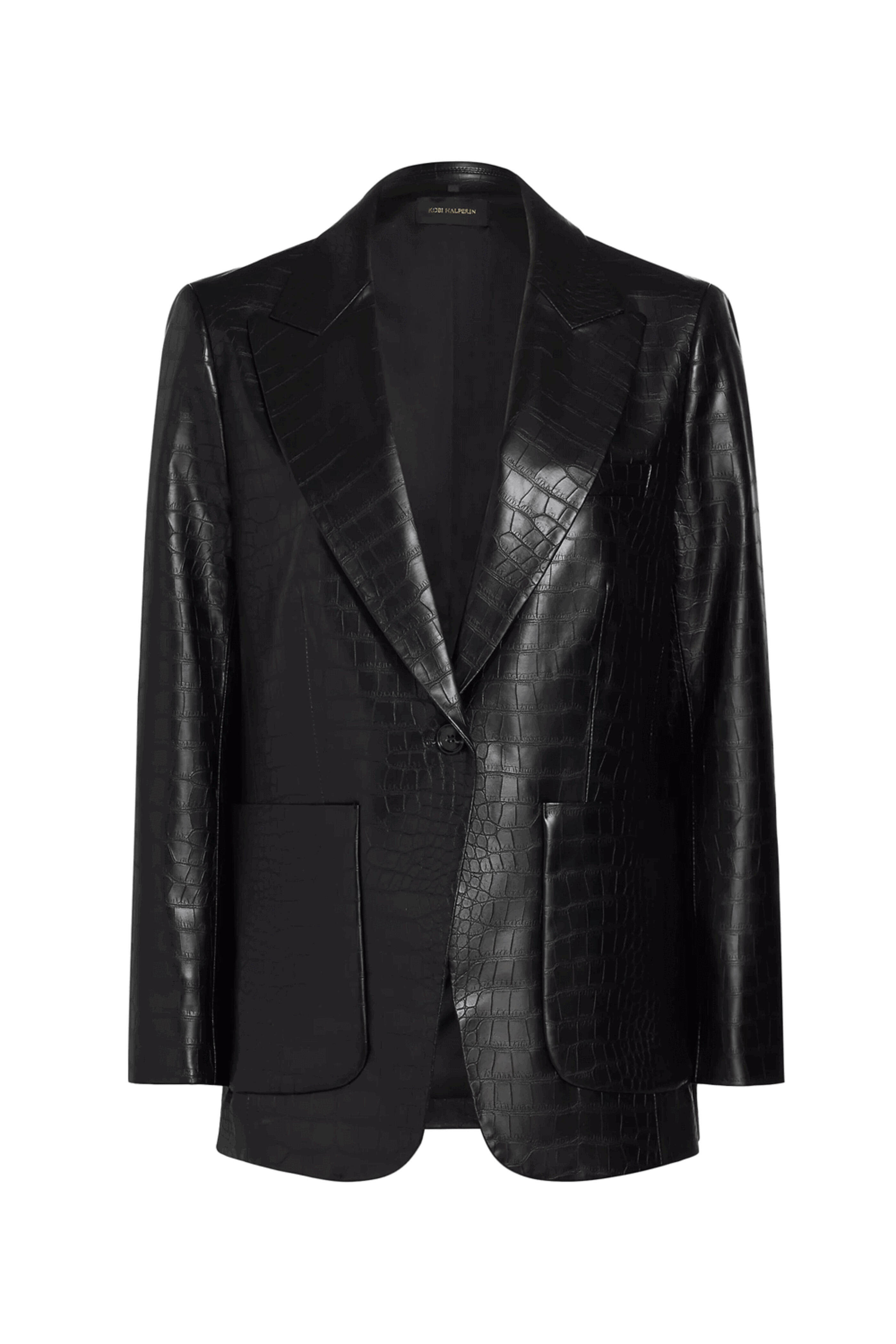 Kobi Halperin - Black Rein Crocodile-Embossed Jacket