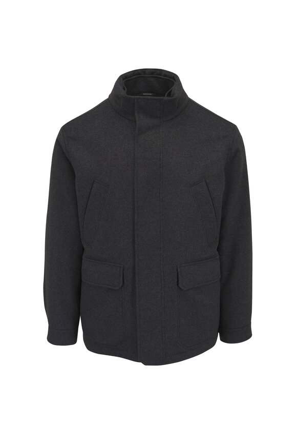 Zegna Elements Charcoal Oasi Cashmere Car Coat