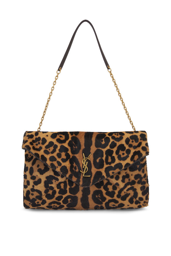 Saint Laurent Manto Natural Ponyhair Chain Pouch