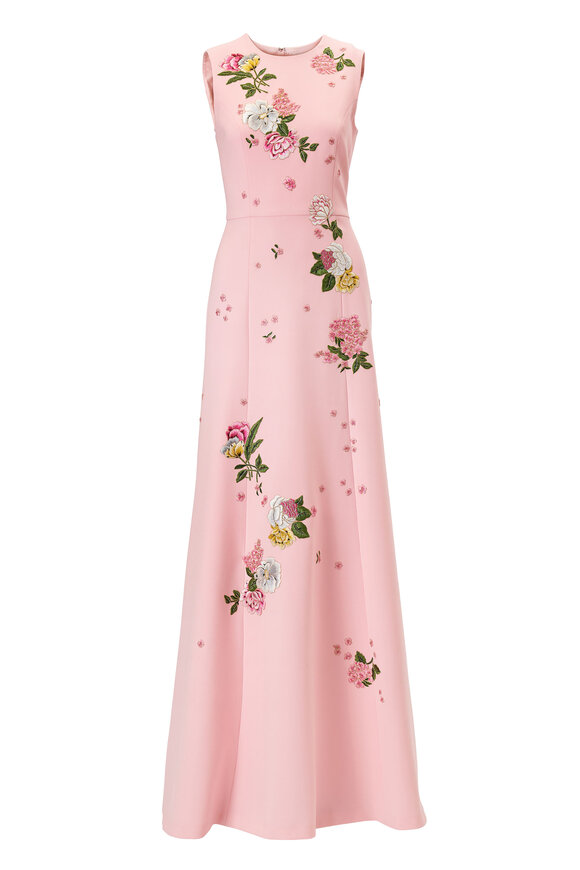Carolina Herrera Blush Floral Embroidered Gown - view 1