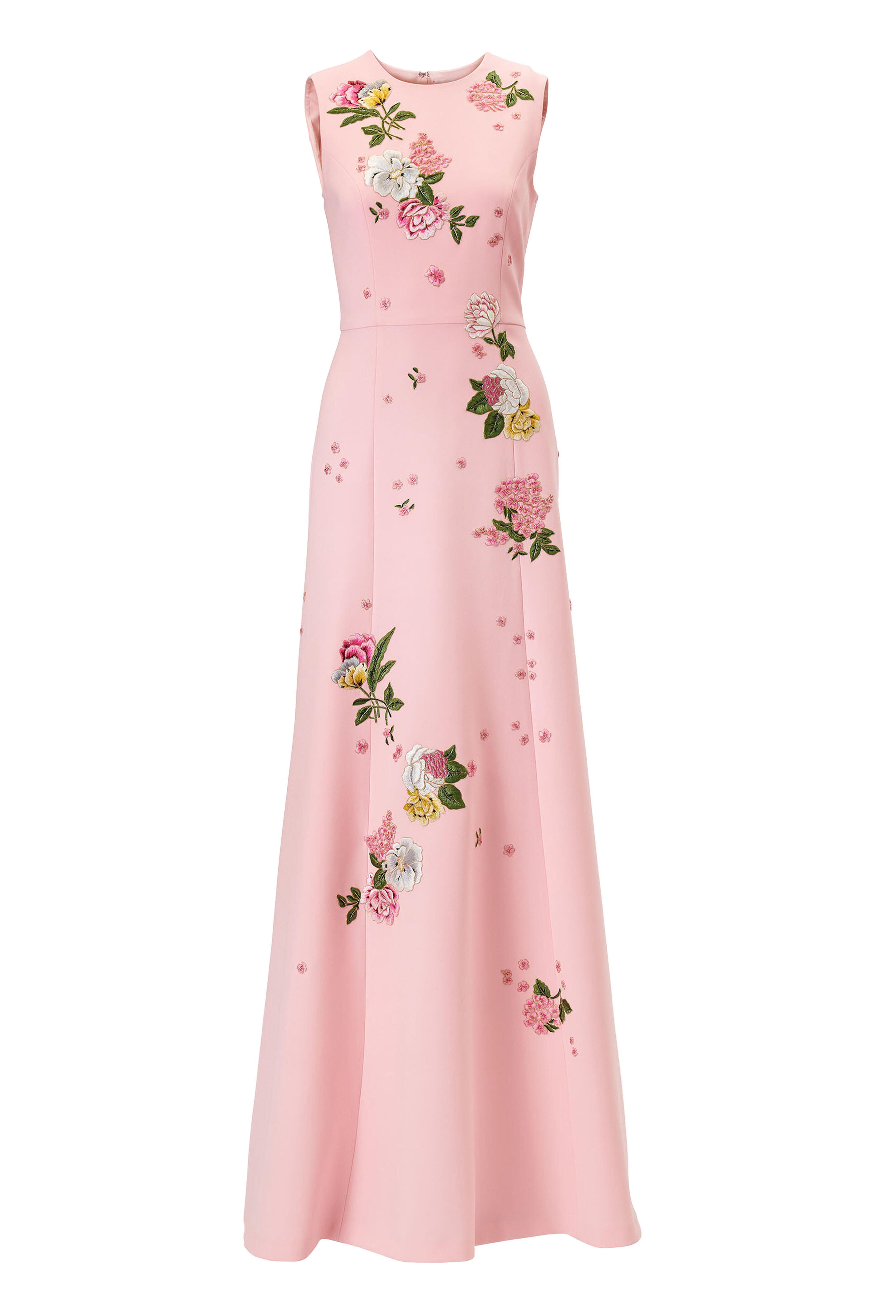 Carolina Herrera - Blush Floral Embroidered Gown - view 1