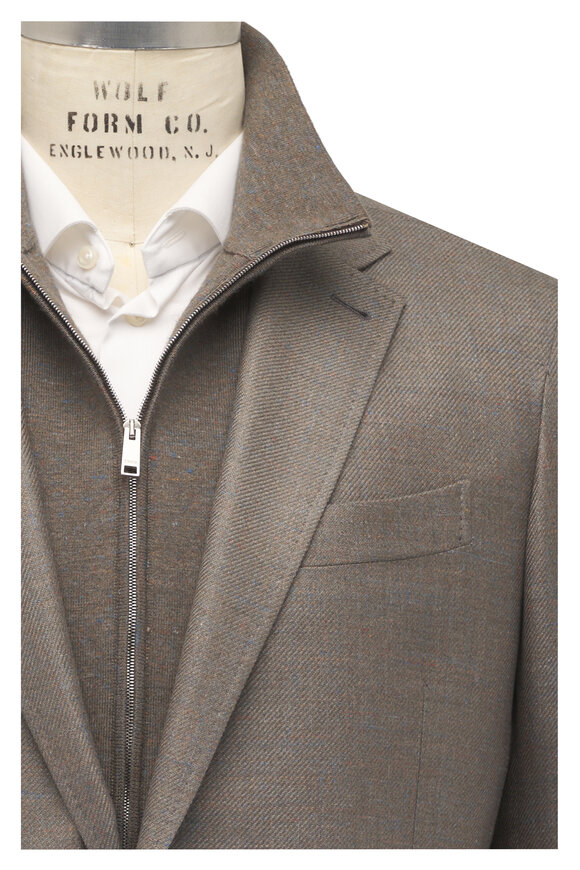 Zegna Dark Taupe Multi Melange Dickey Sportcoat