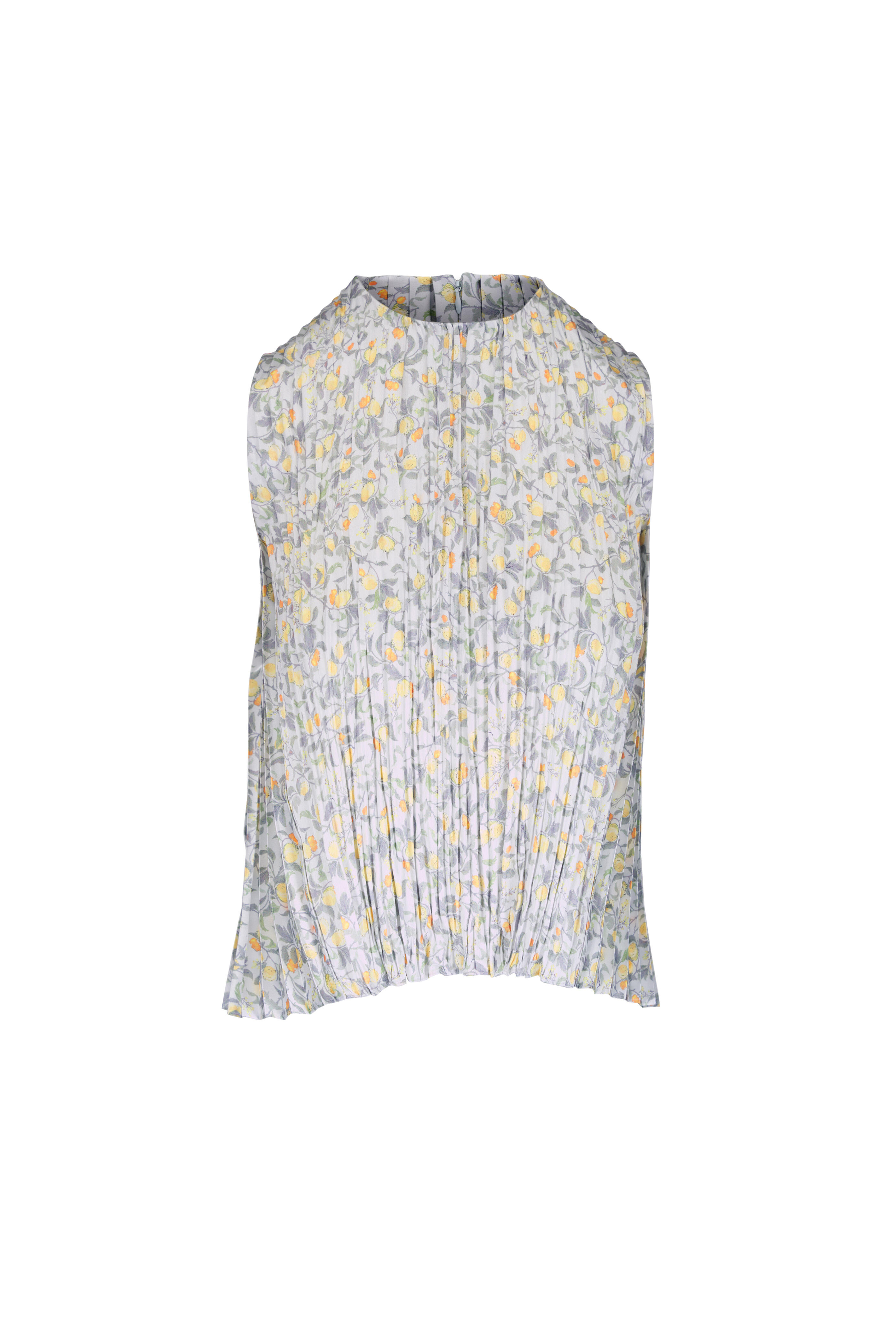 Vince - Citrine Bloom Sleeveless Off-White Pleated Top - view 1