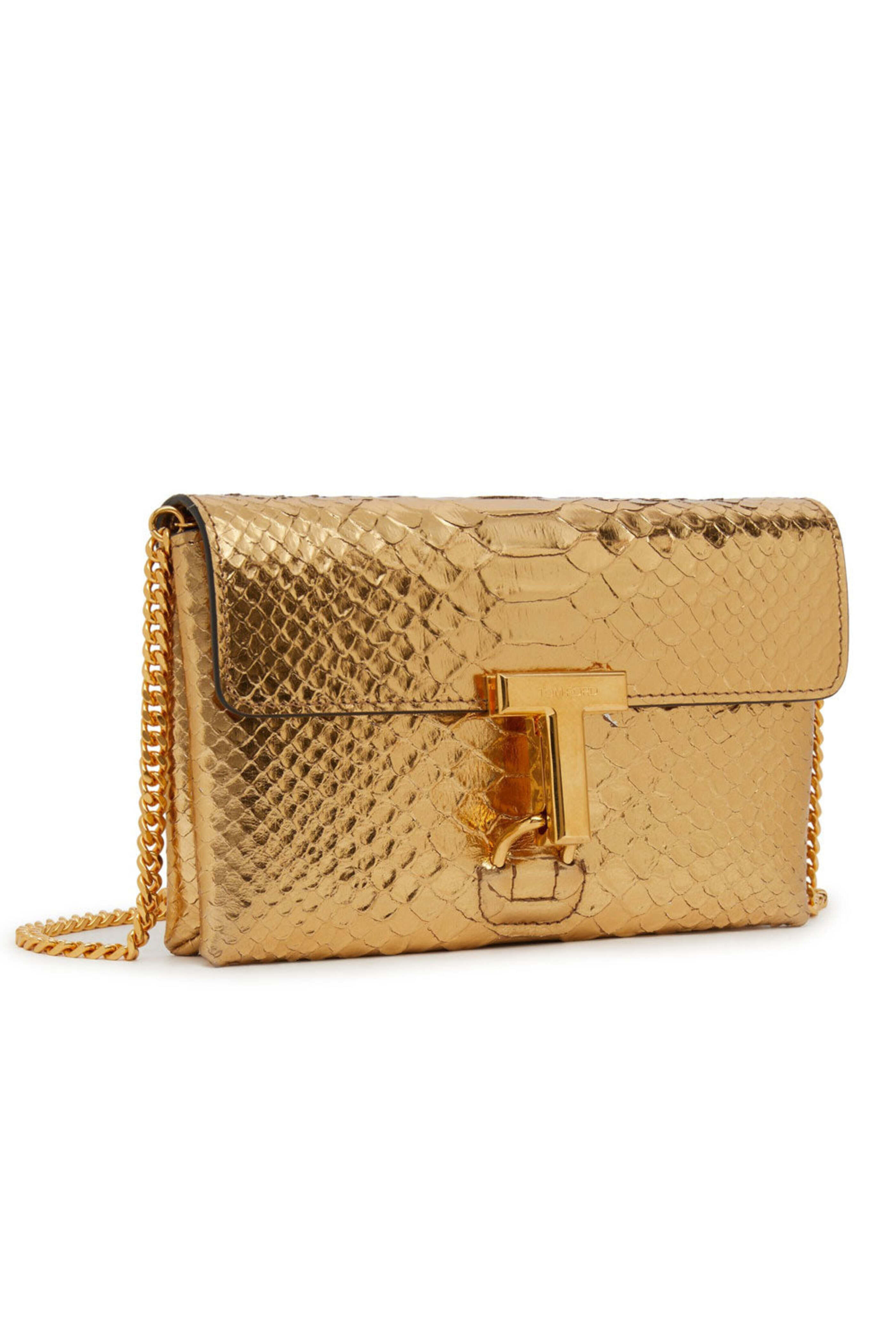Tom Ford - Laminated Stamped Python Mini Bag in Gold