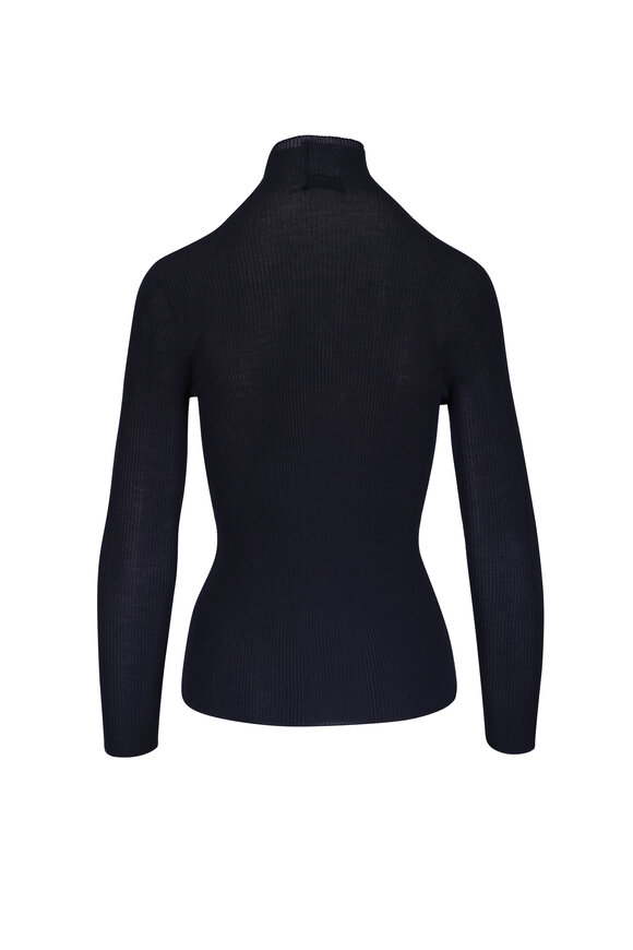 Akris Dark Navy Semi Sheer Cashmere & Silk Knit Top - view 4