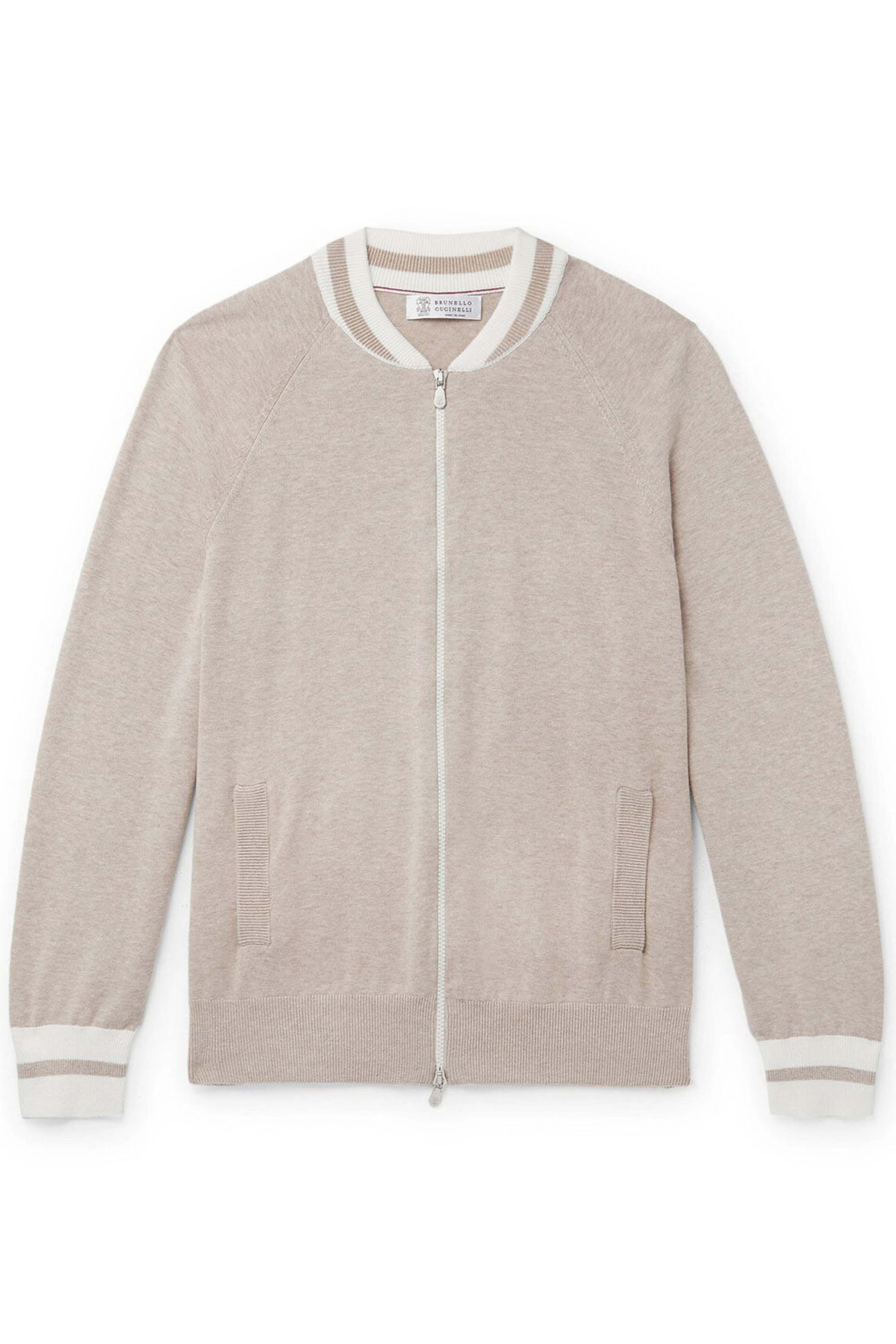 Brunello Cucinelli - Knit Zip Up Cardigan in Tan