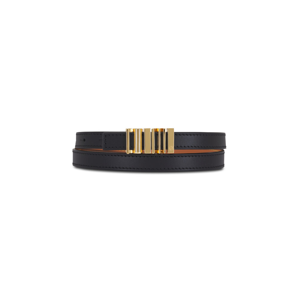 ベルト Loewe Black Leather Belt Loewe - Black & Gold Round Soft Leather Belt | Mitchell Stores