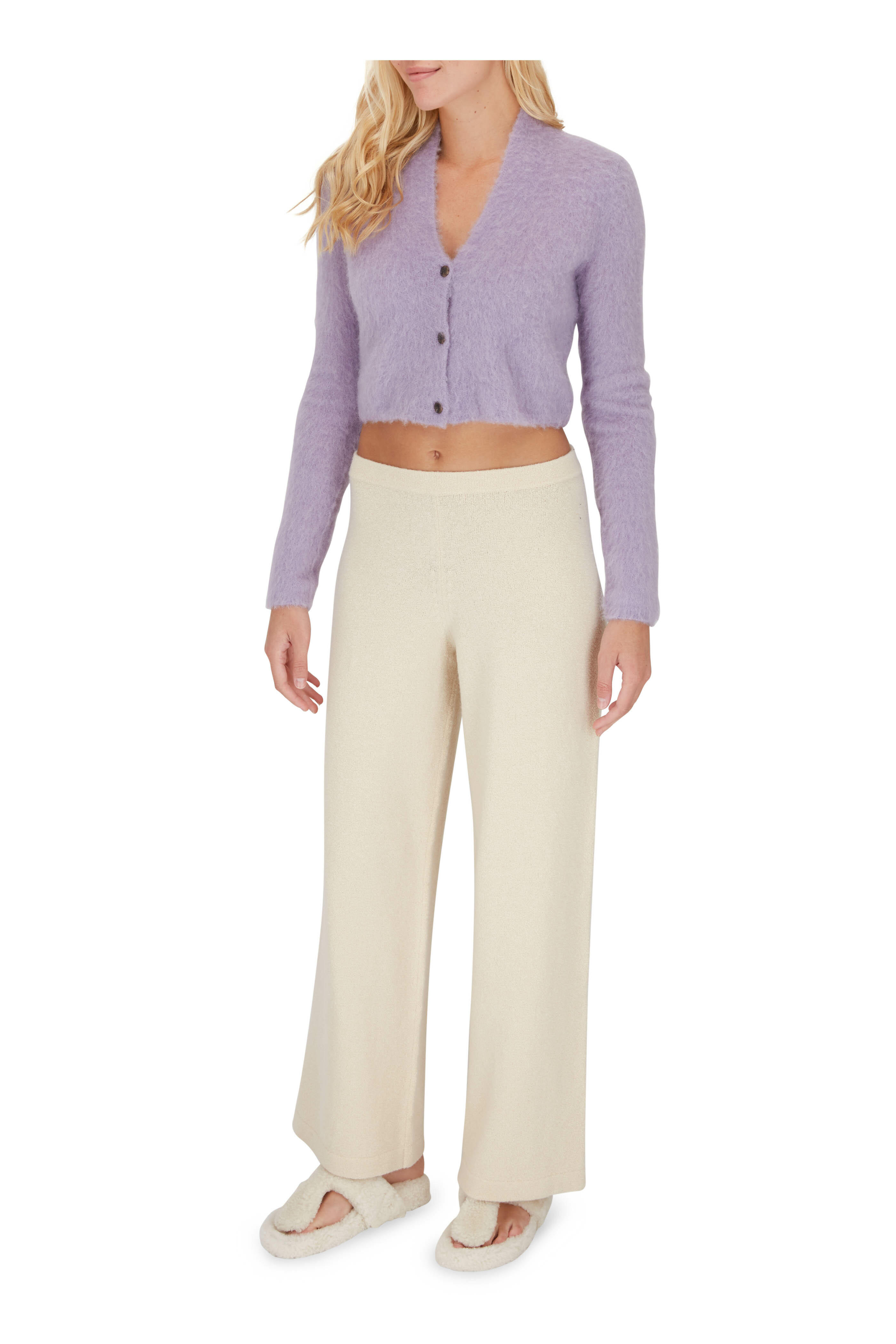 Vince - White Lilac Brushed Shrunken Cardigan