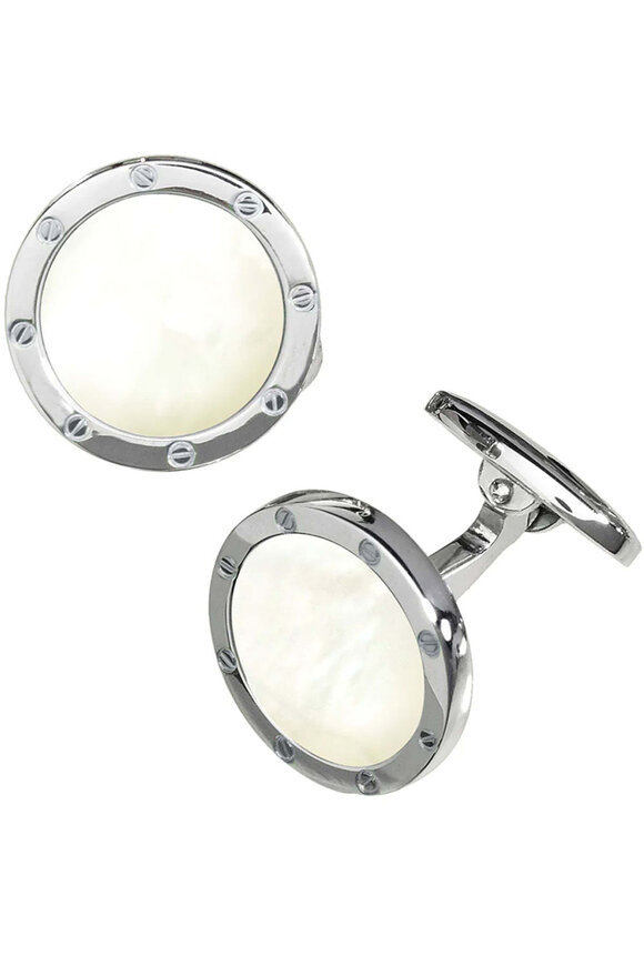 Jan Leslie Silver Screw Mother Of Pearl Cuff Links - view 2