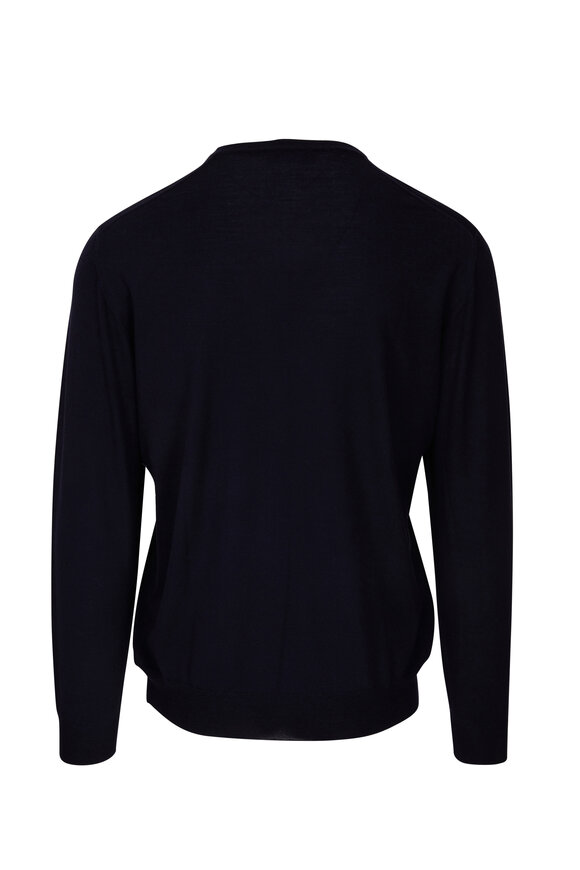 Fedeli - Navy 140's Wool V-Neck Pullover