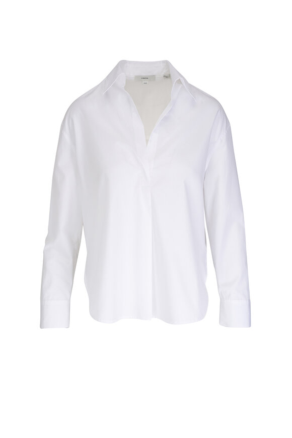 Vince - Optic White Cotton Half-Placket Shirt